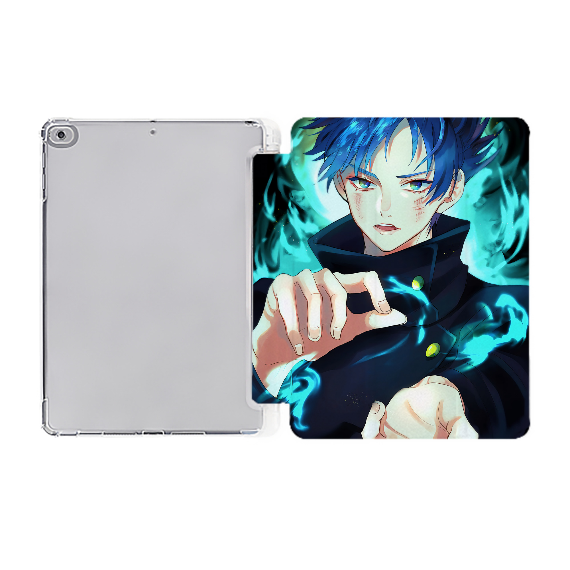 （画像用） 呪術廻戦 Jujutsu Kaisen IPad ケース ペン収納付き 三つ折りスタンド PUレザー×シリコン 対応機種9.5/10.5/10.9インチ